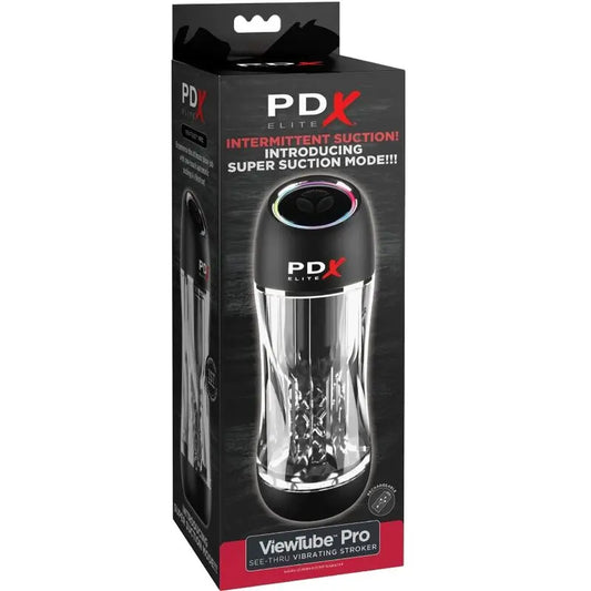 PDX ELITE - MASTURBADOR STROKER VIEWTUBE PRO VIBRADOR TRANSPARENTE PDX ELITE