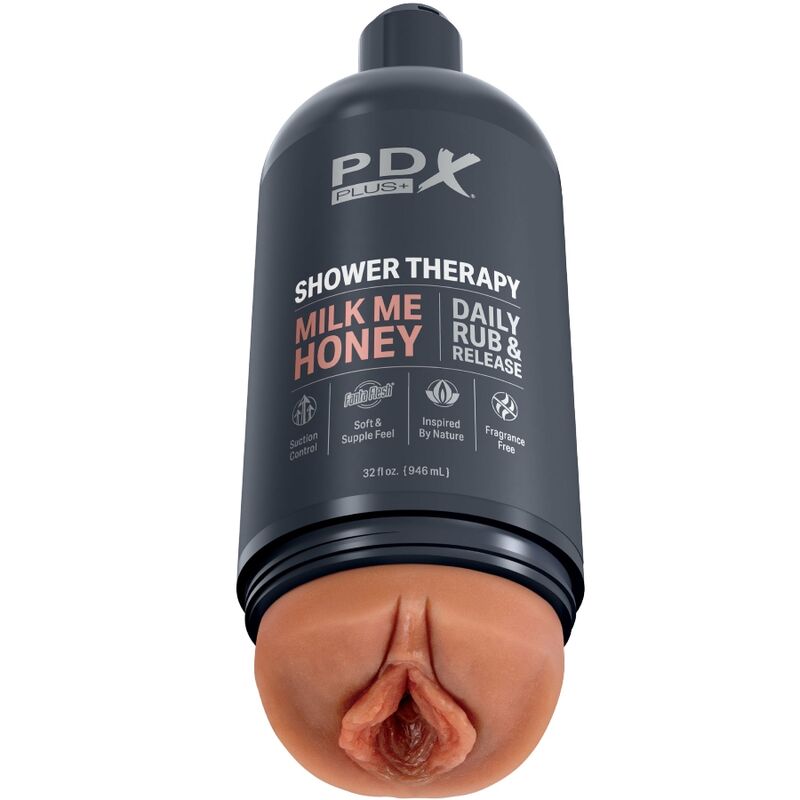 PDX PLUS - MASTURBADOR STROKER DISEÑO DISCRETO DE BOTE CHAMPU MILK ME HONEY CARAMELO PDX PLUS+