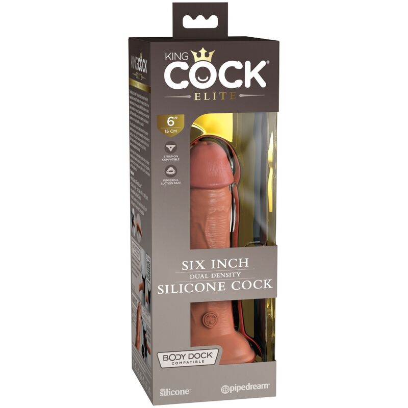KING COCK - ELITE DILDO REALISTICO SILICONA 15.2 CM CARAMELO KING COCK