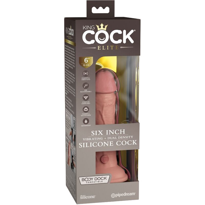KING COCK - ELITE DILDO REALISTICO VIBRADOR & SILICONA 15.2 CM KING COCK