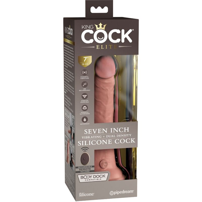 KING COCK - ELITE DILDO REALISTICO VIBRADOR & SILICONA CONTROL REMOTO 17.8 CM KING COCK