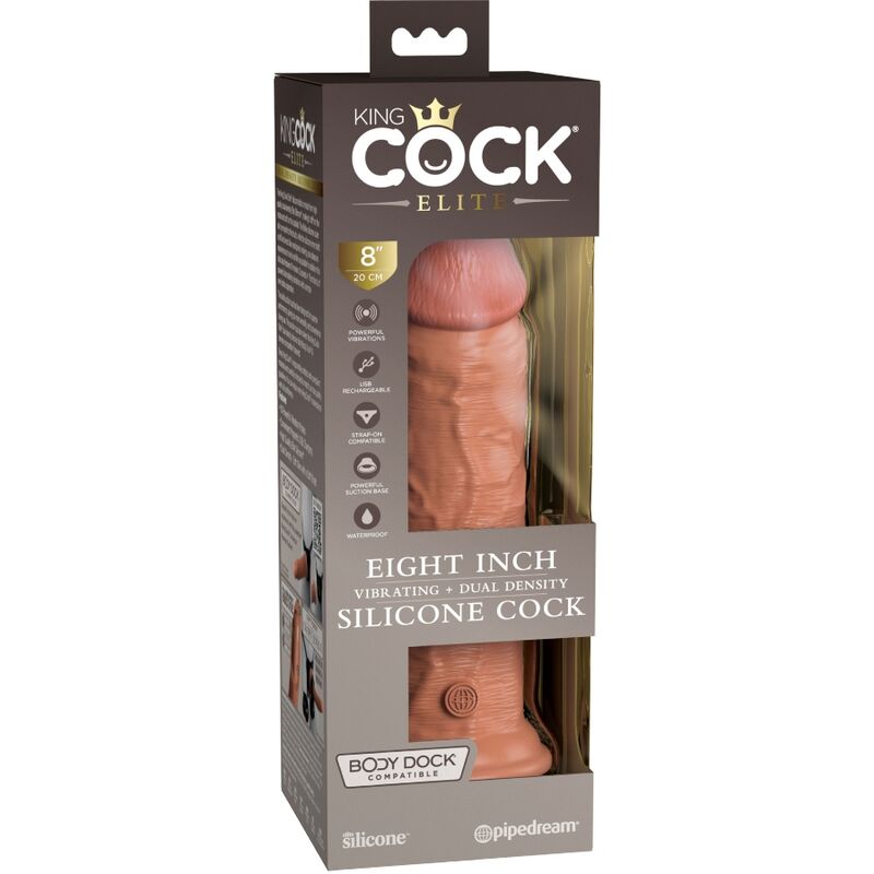 KING COCK - ELITE DILDO REALISTICO VIBRADOR & SILICONA 20.3 CM CARAMELO KING COCK