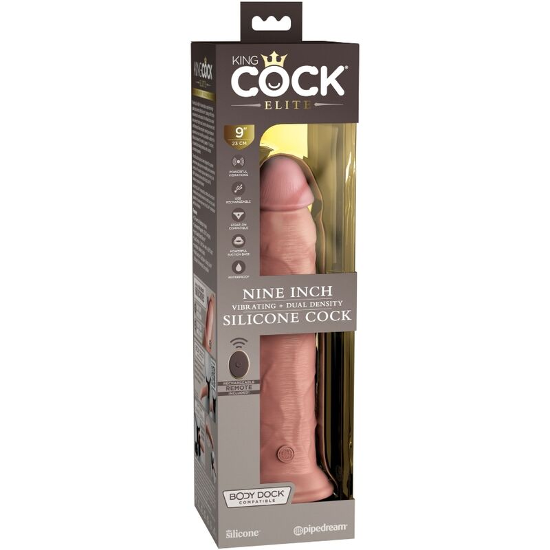 KING COCK - ELITE DILDO REALISTICO VIBRADOR & SILICONA CONTROL REMOTO 23 CM KING COCK