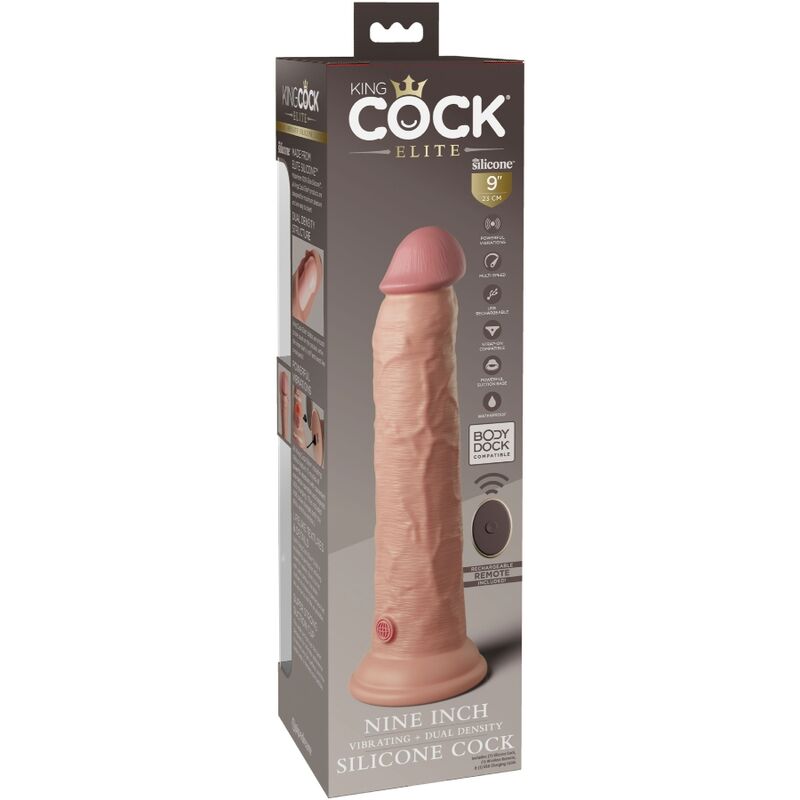 KING COCK - ELITE DILDO REALISTICO VIBRADOR & SILICONA CONTROL REMOTO 23 CM KING COCK