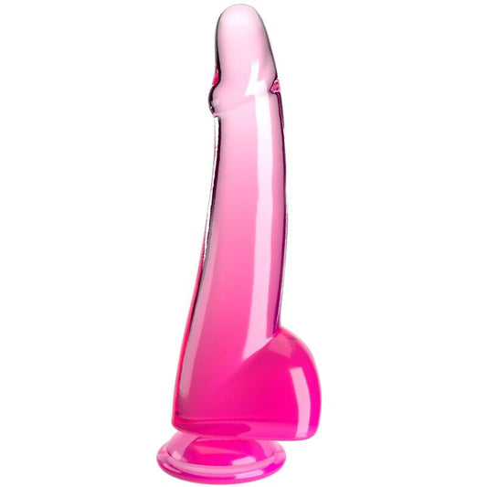 KING COCK - CLEAR DILDO CON TESTICULOS 19 CM ROSA KING COCK