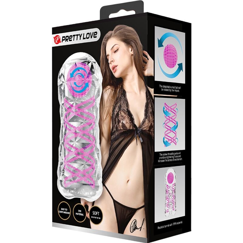 PRETTY LOVE - MASTURBADOR MASCULINO FANTASY ESPIRAL INTERNA Y BOLAS TRANSPARENTE PRETTY LOVE MALE