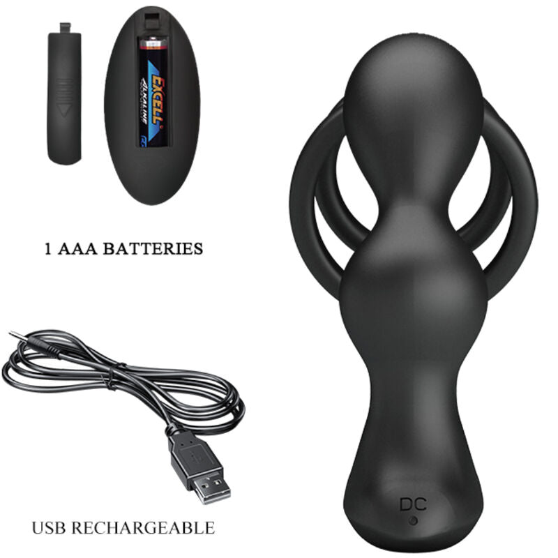 PRETTY LOVE - MARSHALL ANILLO PARA PENE + PLUG ANAL VIBRATORIO & CONTROL REMOTO PRETTY LOVE MALE