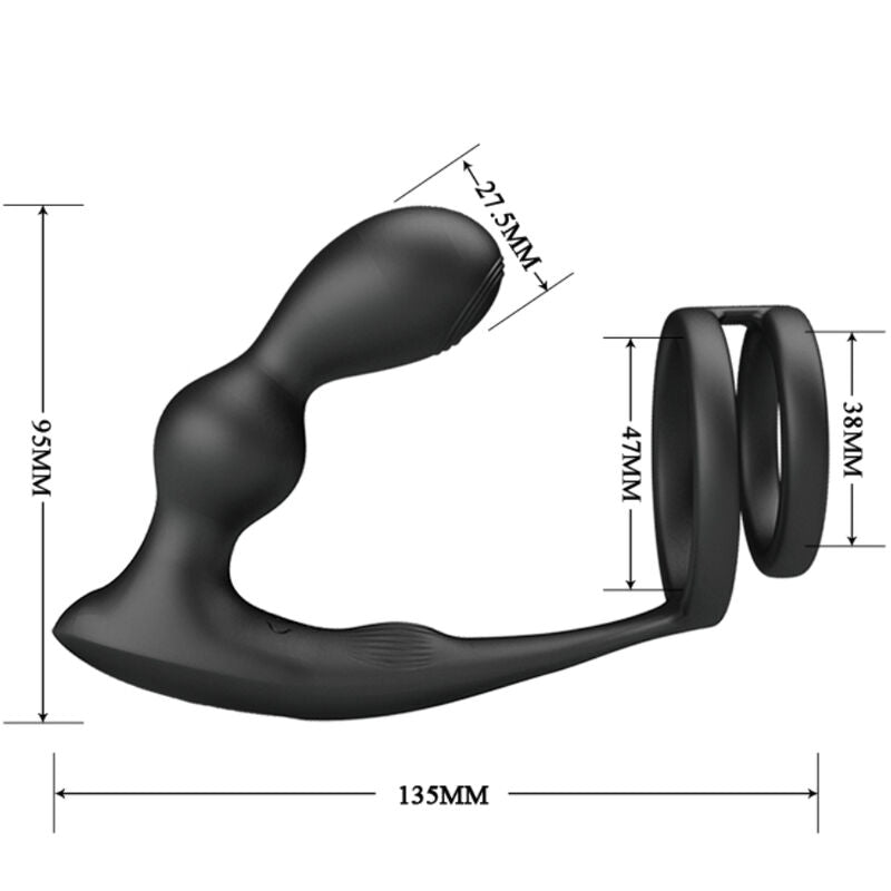 PRETTY LOVE - MARSHALL ANILLO PARA PENE + PLUG ANAL VIBRATORIO & CONTROL REMOTO PRETTY LOVE MALE