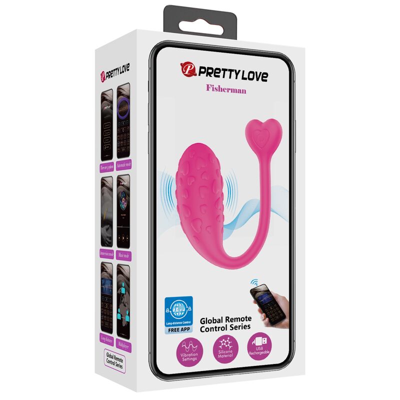 PRETTY LOVE - FISHERMAN HUEVO VIBRADOR ROSA CONTROLADO POR APP PRETTY LOVE SMART