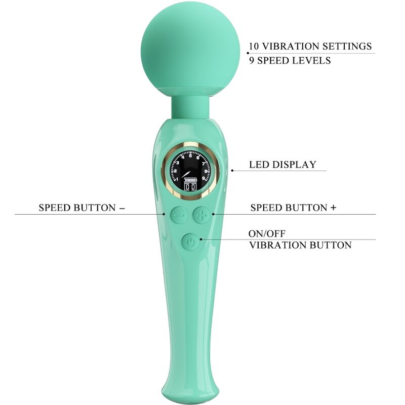 PRETTY LOVE - SKYLER VIBRADOR WAND VERDE PRETTY LOVE LED