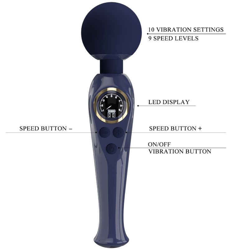 PRETTY LOVE - SKYLER VIBRADOR WAND AZUL PRETTY LOVE LED