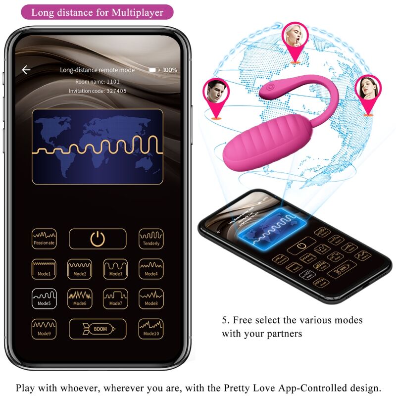 PRETTY LOVE - CATALINA HUEVO VIBRADOR RECARGABLE ROSA PRETTY LOVE SMART