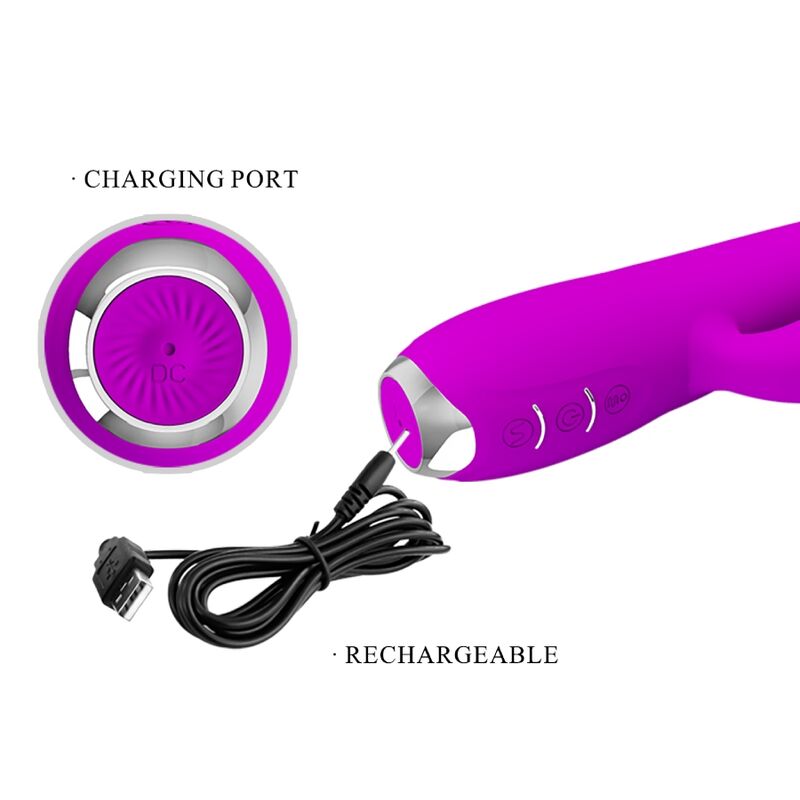 PRETTY LOVE - GLORIA VIBRADOR CONEJO RECARGABLE-IMPERMEABLE MORADO PRETTY LOVE C-TYPE