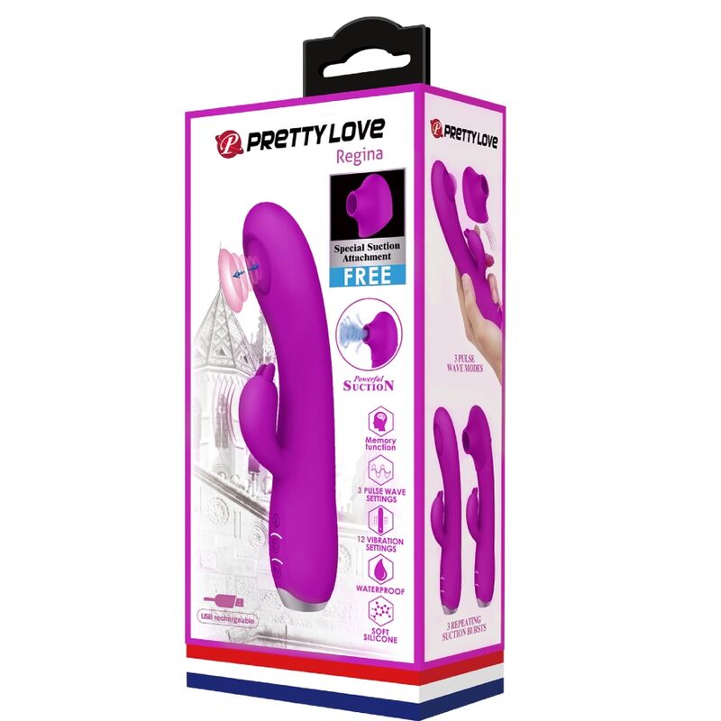 PRETTY LOVE - REGINA VIBRADOR-SUCCIONADOR RECARGABLE MORADO PRETTY LOVE C-TYPE