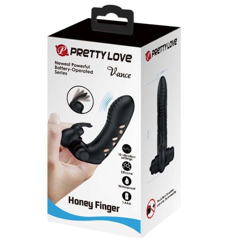 PRETTY LOVE - VANCE FUNDA DEDO VIBRADOR CONEJO NEGRO PRETTY LOVE MALE