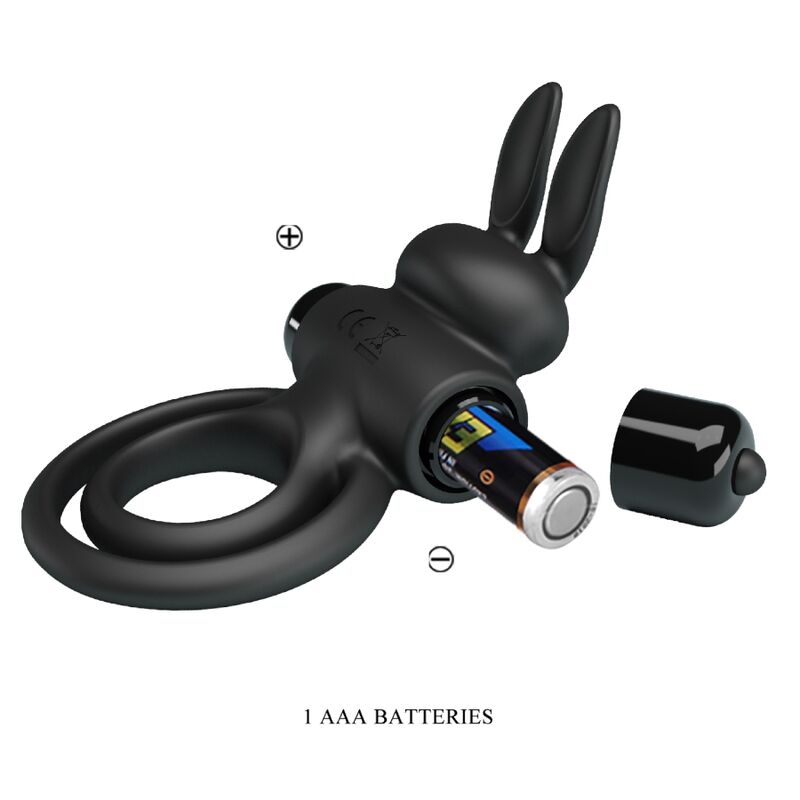 PRETTY LOVE - ANILLO VIBRADOR III CONEJO PARA PENE NEGRO PRETTY LOVE MALE