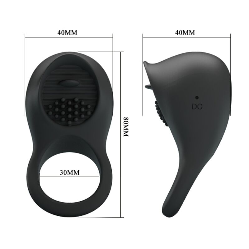 PRETTY LOVE - ANILLO VIBRADOR PARA PENE CON LENGUA NEGRO PRETTY LOVE MALE