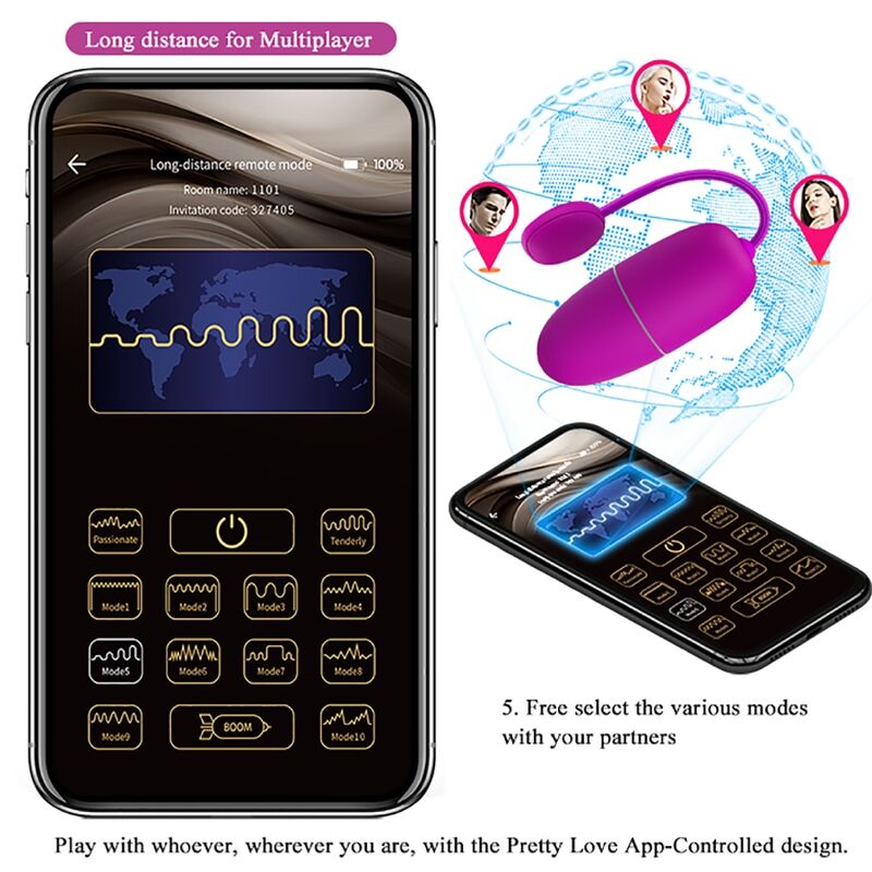 PRETTY LOVE - NYMPH HUEVO VIBRADOR CONTROLADO POR APP VIOLETA PRETTY LOVE BOTTOM