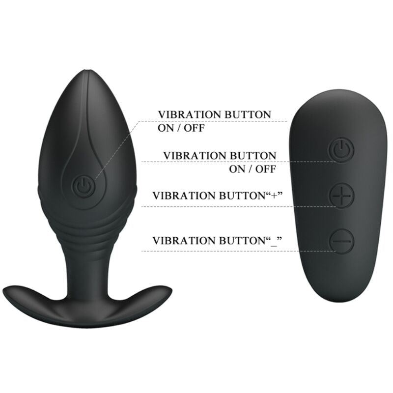 PRETTY LOVE - REGINA PLUG ANAL VIBRADOR RECARGABLE NEGRO PRETTY LOVE BOTTOM