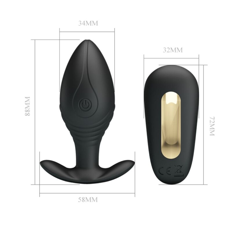 PRETTY LOVE - REGINA PLUG ANAL VIBRADOR RECARGABLE NEGRO PRETTY LOVE BOTTOM