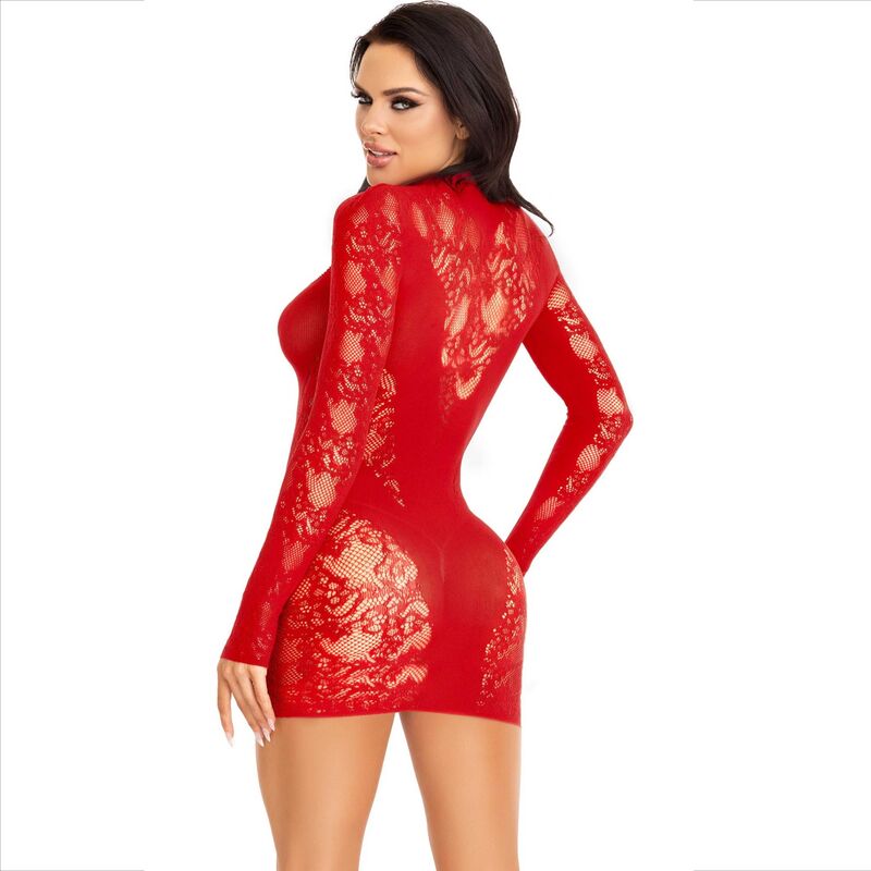 LEG AVENUE - MINI VESTIDO DE ENCAJE CON MANGA LARGA ROJO LEG AVENUE DRESSES