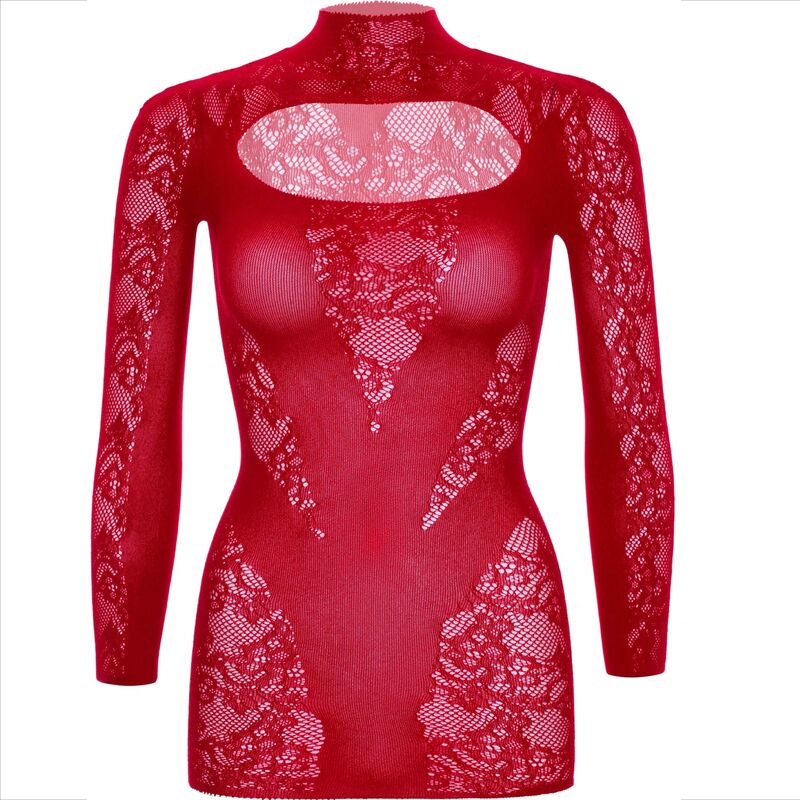 LEG AVENUE - MINI VESTIDO DE ENCAJE CON MANGA LARGA ROJO LEG AVENUE DRESSES