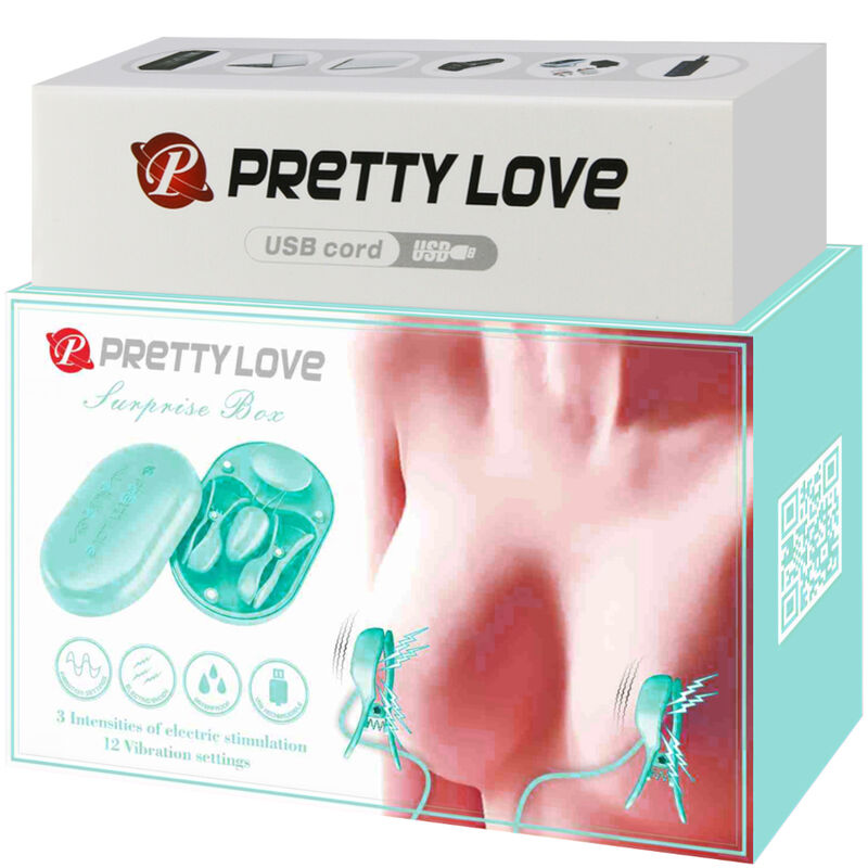PRETTY LOVE - SURPRISE BOX PINZAS ELECTRO ESTIMULACION AZUL PRETTY LOVE FLIRTATION