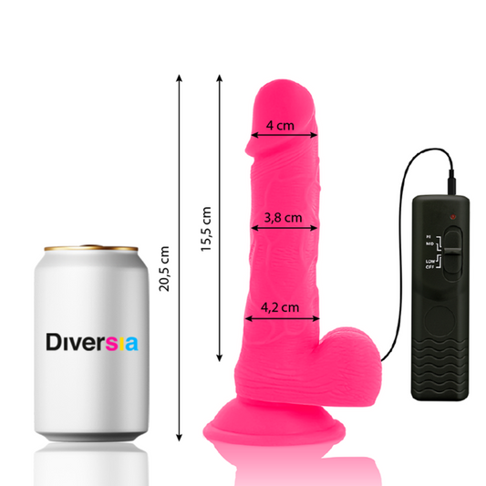 DIVERSIA - DILDO REALÍSTICO FLEXIBLE CON VIBRACIÓN ROSA 20.5 CM -O- 4.2 CM DIVERSIA