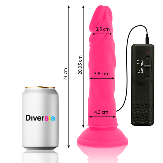 DIVERSIA - DILDO REALÍSTICO FLEXIBLE CON VIBRACIÓN ROSA 23 CM -O- 4.3 CM DIVERSIA