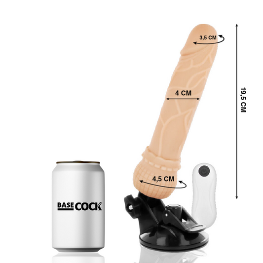 BASECOCK - VIBRADOR REALISTICO CONTROL REMOTO NATURAL 19.5 CM -O- 4 CM BASECOCK