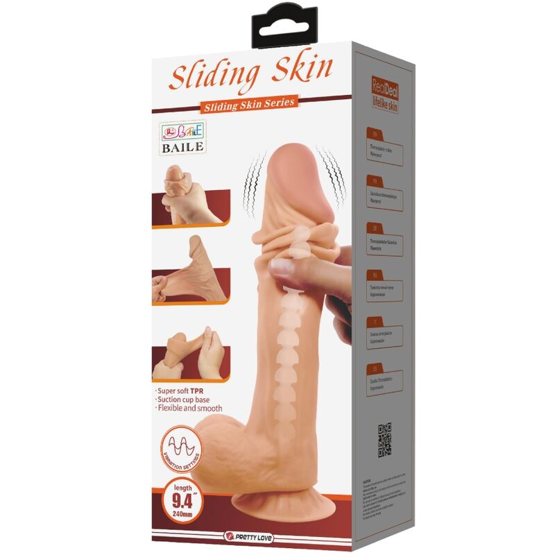PRETTY LOVE - SLIDING SKIN SERIES DILDO REALÍSTICO CON VENTOSA PIEL DESLIZANTE CONTROL REMOTO NATURAL 24 CM PRETTY LOVE HIGH GRADE