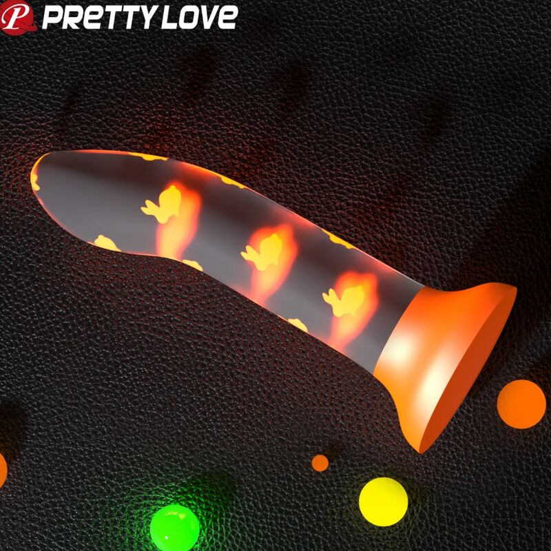 PRETTY LOVE - MAGICAL NIGHTFALL DILDO SIN VIBRACIÓN LUMINOSO NARANJA PRETTY LOVE FLIRTATION