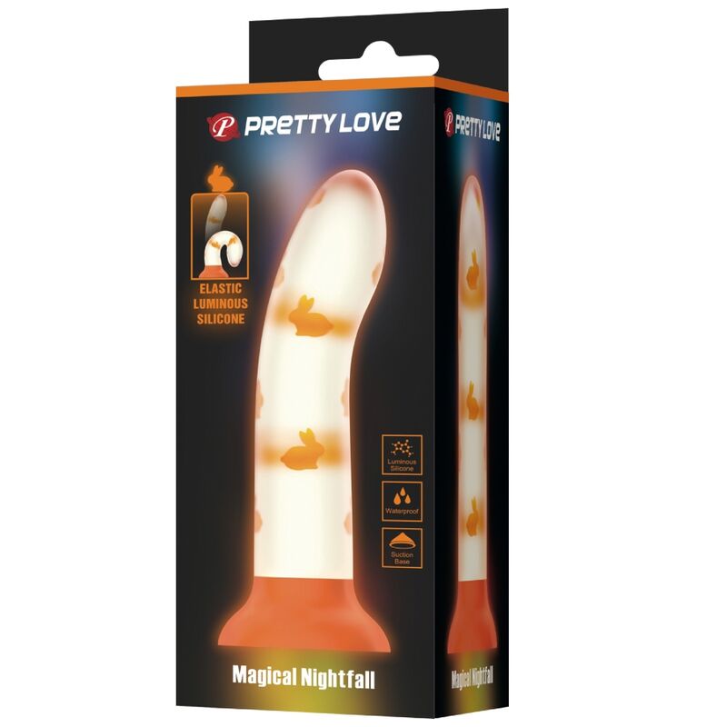 PRETTY LOVE - MAGICAL NIGHTFALL DILDO SIN VIBRACIÓN LUMINOSO NARANJA PRETTY LOVE FLIRTATION