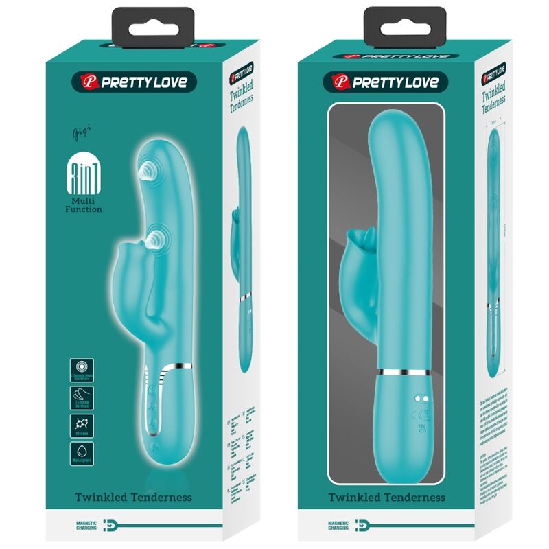 PRETTY LOVE - VIBRADOR RABBIT CON LICKING VERDE AGUA PRETTY LOVE FLIRTATION