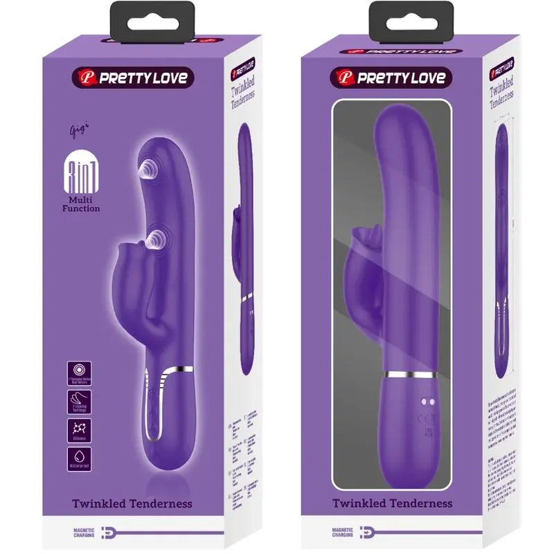 PRETTY LOVE - VIBRADOR RABBIT CON LICKING MORADO PRETTY LOVE FLIRTATION