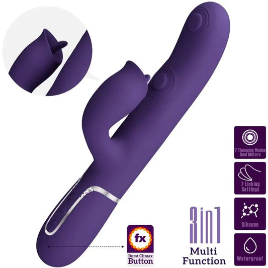 PRETTY LOVE - VIBRADOR RABBIT CON LICKING MORADO PRETTY LOVE FLIRTATION