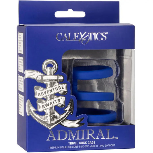 CALEXOTICS - ADMIRAL JAULA TRIPLE PARA PENE AZUL CALEXOTICS