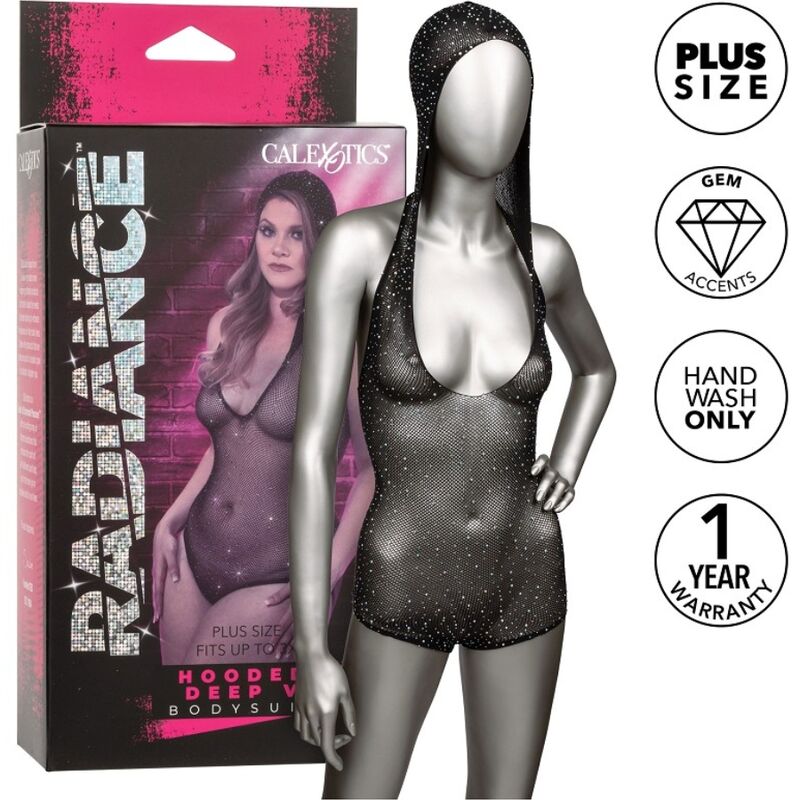 CALEXOTICS - RADIANCE BODY CON CAPUCHA Y ESCOTE EN V PRONUNCIADO TALLA GRANDE CALEXOTICS