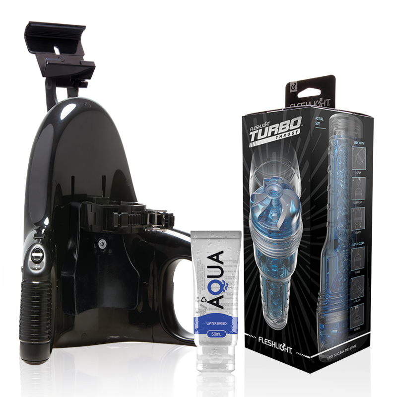 FLESHLIGHT - TURBO THRUST BLUE ICE + UNIVERSAL LAUNCH + LUBRICANTE AQUA QUALITY 50 ML FLESHLIGHT