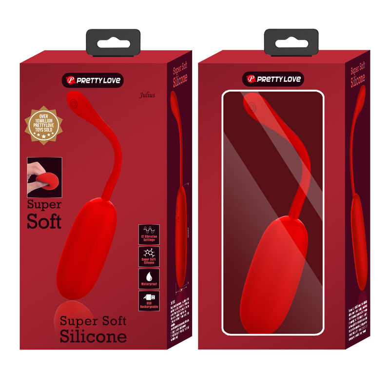 PRETTY LOVE - JULIUS HUEVO VIBRADOR IMPERMEBLE & RECARGABLE ROJO PRETTY LOVE SMART