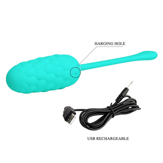 PRETTY LOVE - HUEVO VIBRADOR CON TEXTURA MARINA RECARGABLE VERDE AGUA PRETTY LOVE SMART