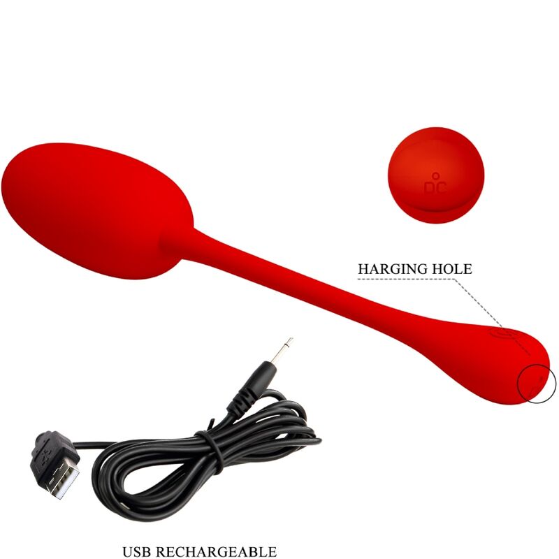 PRETTY LOVE - KNUCKER HUEVO VIBRADOR RECARGABLE ROJO PRETTY LOVE FLIRTATION
