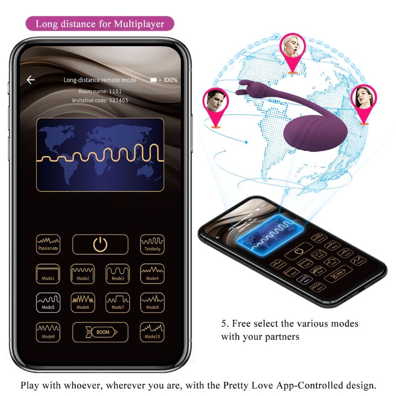 PRETTY LOVE - CATALINA VIBRADOR APP CONTROL REMOTO LILA PRETTY LOVE LED