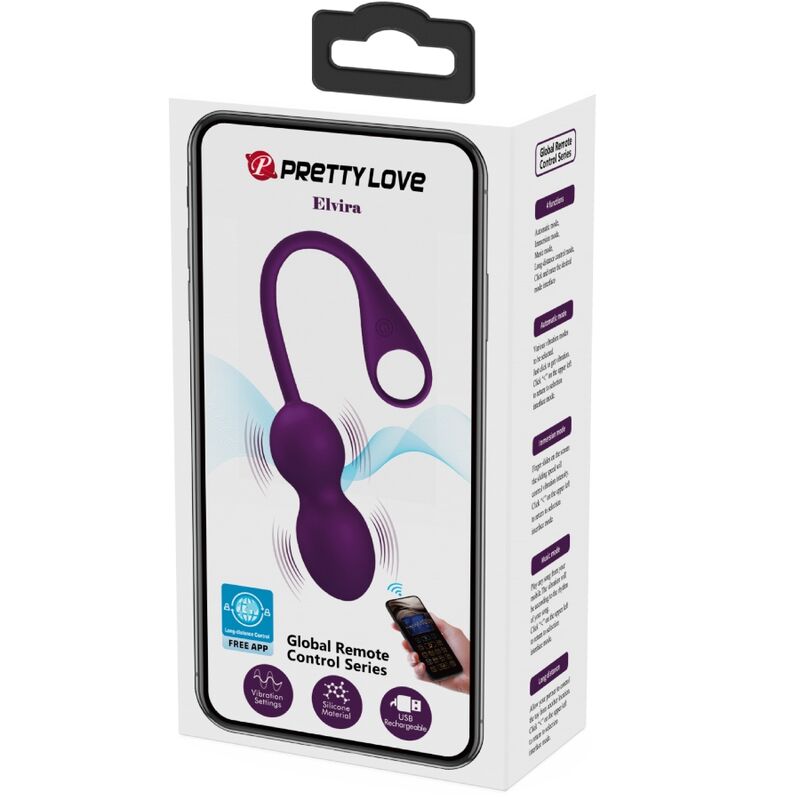 PRETTY LOVE - ELVIRA KEGEL BALLS APP CONTROL REMOTO MORADO PRETTY LOVE