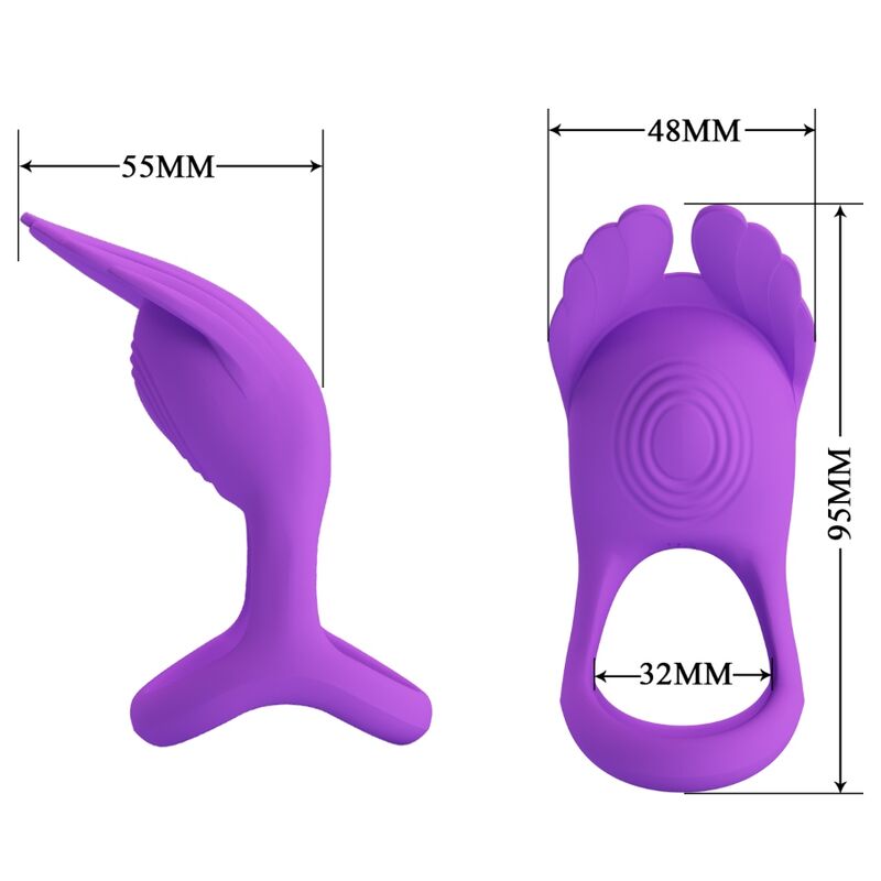 PRETTY LOVE - SILAS ANILLO VIBRADOR 7 VIBRACIONES SILICONA LILA PRETTY LOVE MALE