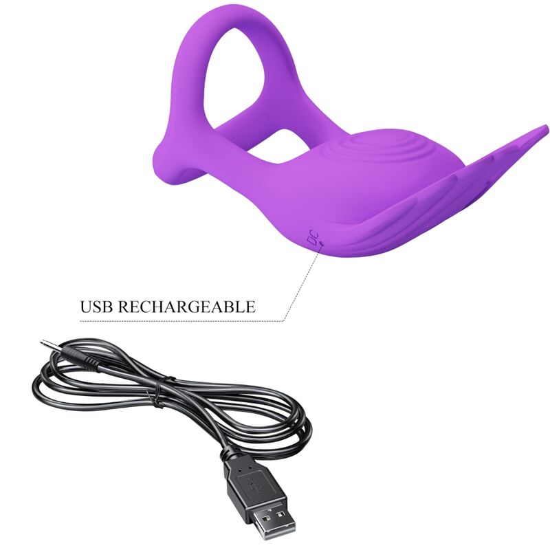 PRETTY LOVE - SILAS ANILLO VIBRADOR 7 VIBRACIONES SILICONA LILA PRETTY LOVE MALE