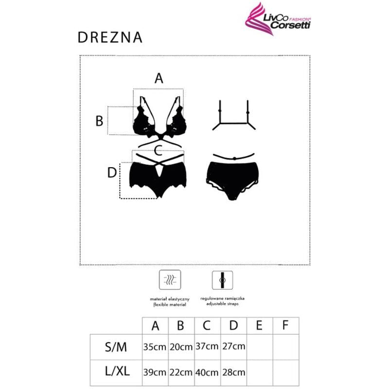 LIVCO CORSETTI FASHION - DREZNA LC 90733 SUJETADOR + PANTY NEGRO LIVCO CORSETTI SETS