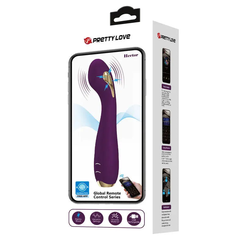 PRETTY LOVE - HECTOR VIBRADOR ELECTROSHOCK POR CONTROL POR APP LILA PRETTY LOVE HIGH GRADE