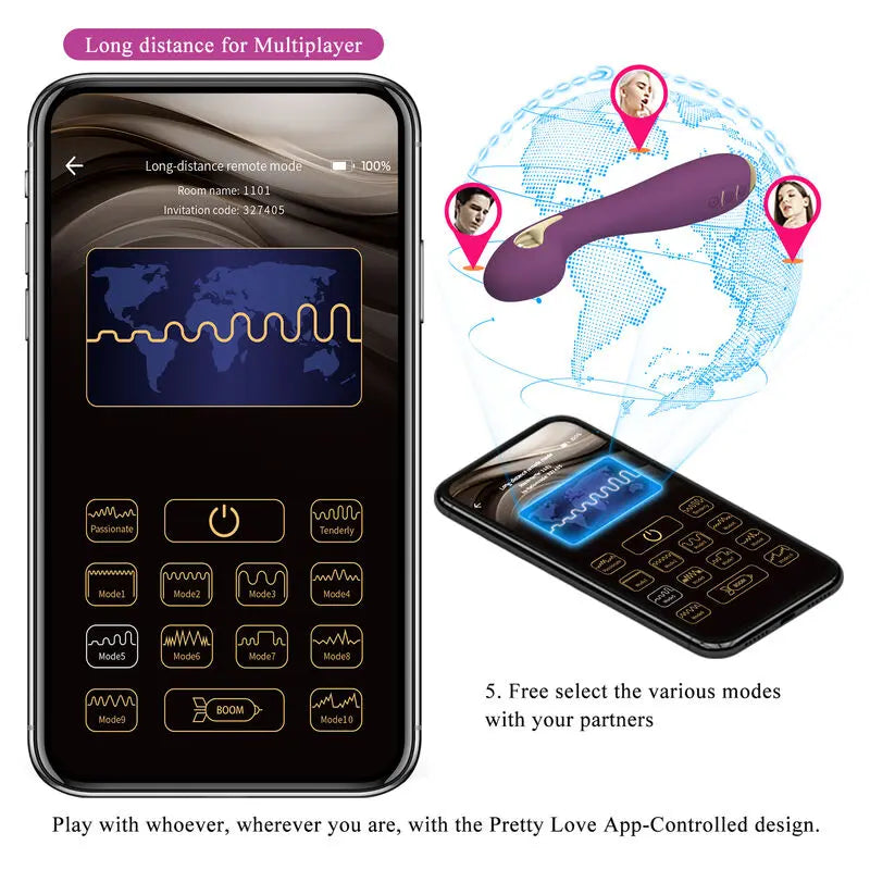 PRETTY LOVE - HECTOR VIBRADOR ELECTROSHOCK POR CONTROL POR APP LILA PRETTY LOVE HIGH GRADE