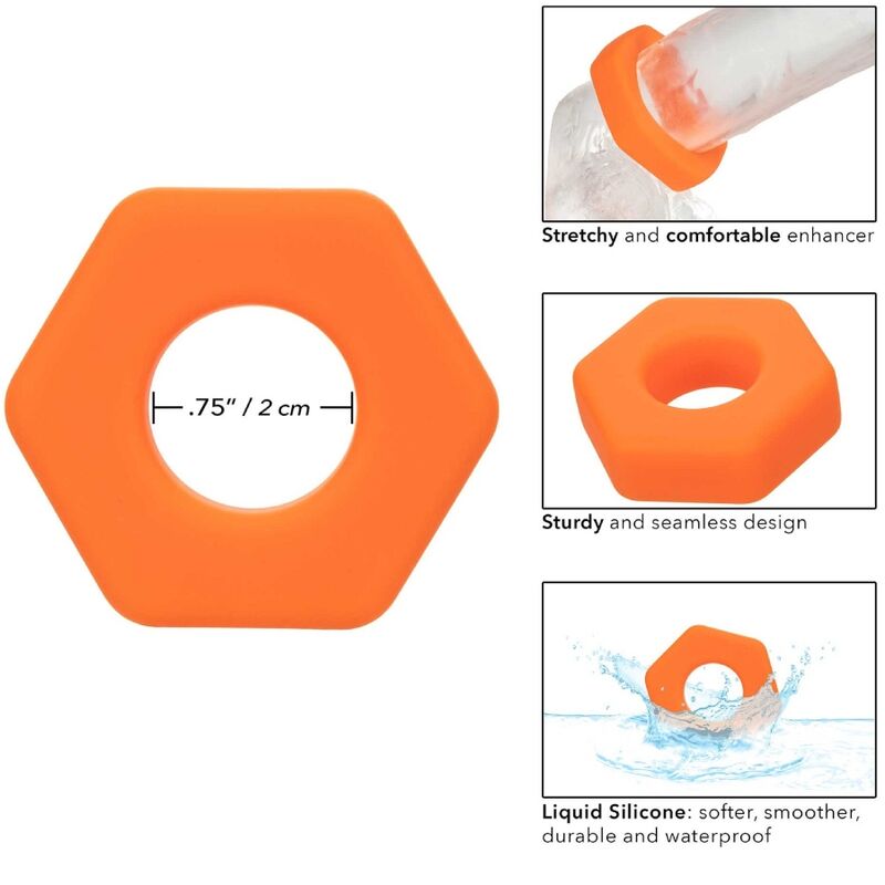 CALEXOTICS - ALPHA ANILLO PROLONG SEXGONO NARANJA CALEXOTICS
